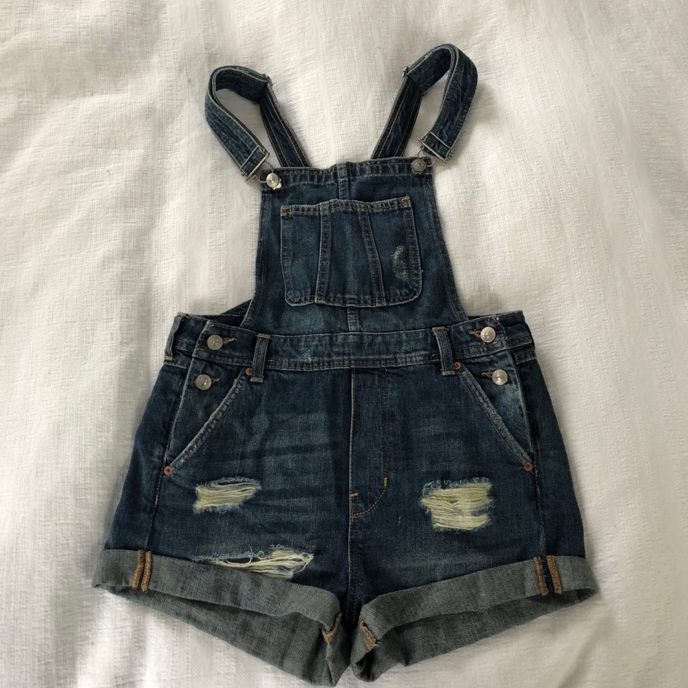 H&M Divided Overall Distressed Jean Shorts